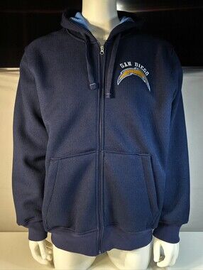 San Diego Chargers Y2K Navy Full-Zip Hoodie Sweatshirt Size XL